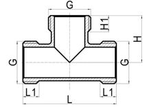 Té égal M×M×M (alésage complet), HS190-039