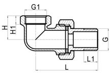 Union d'angle à joint PTFE M×F, HS190-055